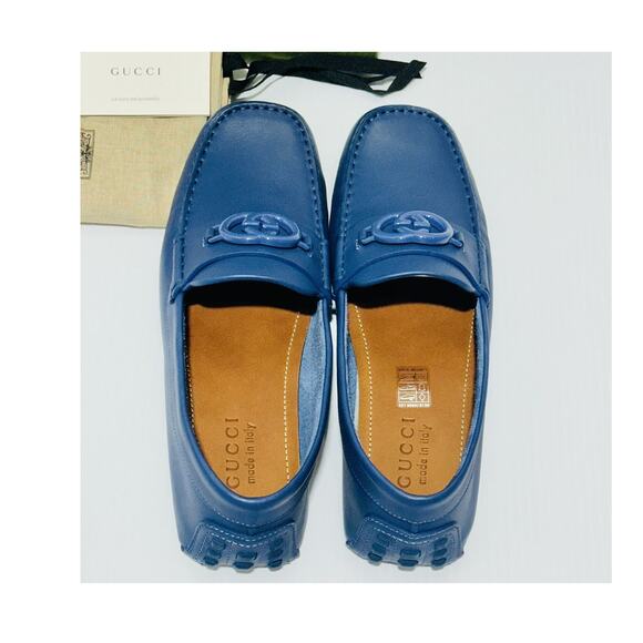 NIB Gucci GG Interlocking G Loafer G 8 US 8.5 Blue Driver moccasins Shoes main image 15